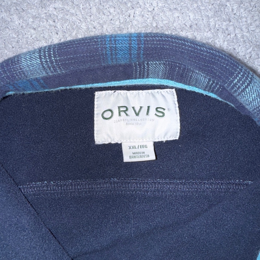 Orvis Classic Collection XXL Blue Plaid Flannel Shirt Jacket Shacket - Picture 2 of 5